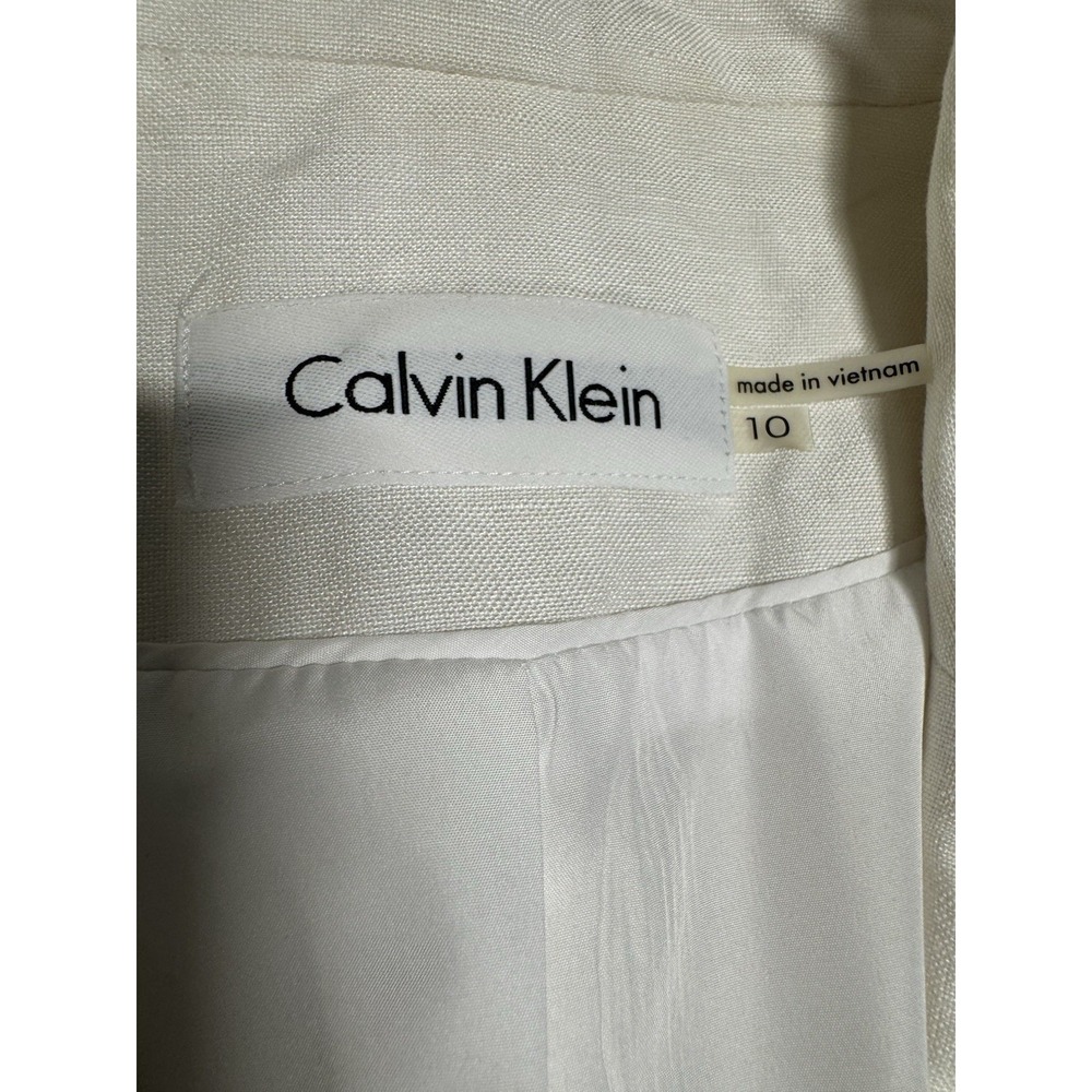Calvin Klein Linen Blend White 2 Button Blazer Women's Size 10 - Picture 2 of 8
